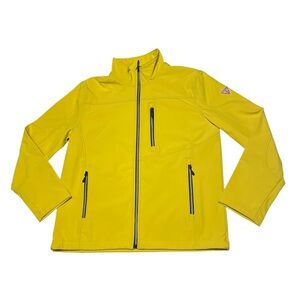 GUESS ZIP-UP JACKET MENS SOFTSHEEL YELLOW COLOR CHEST POCKET SIZE LARGE